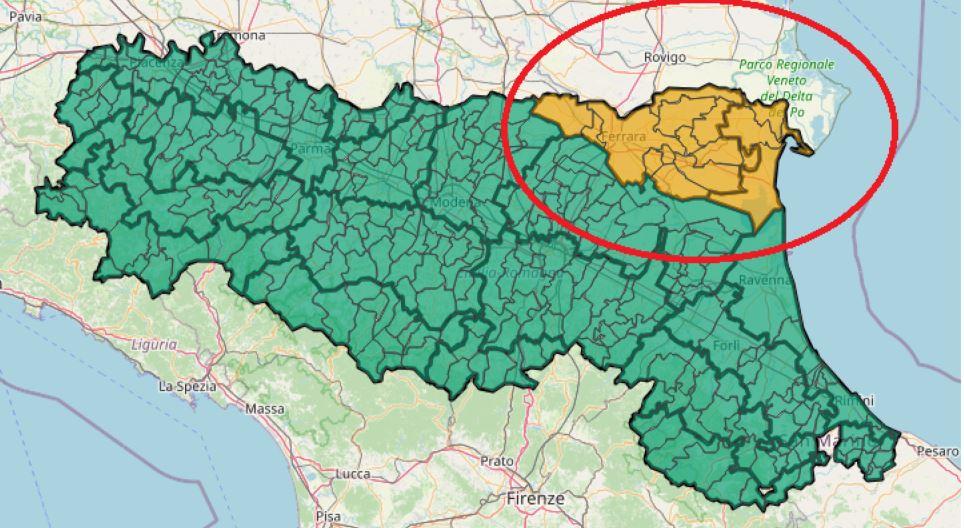 Piena del Po, allerta arancione in provincia di Ferrara
