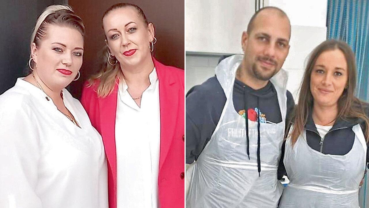 In alto da sinistra Kateryna Petrakova e la sorella Mayya Gabriele Pirone con la compagna