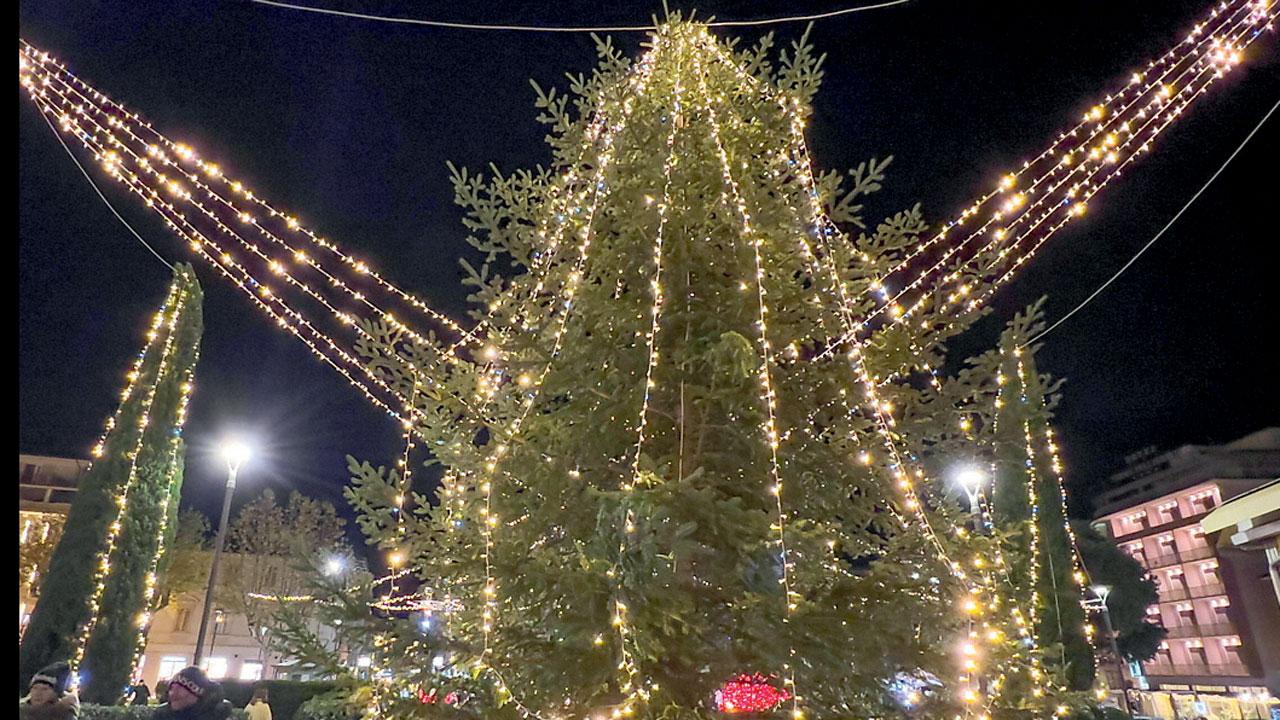 L’albero di Natale allestito lo scorso anno in piazza del Popolo (foto Nucci)