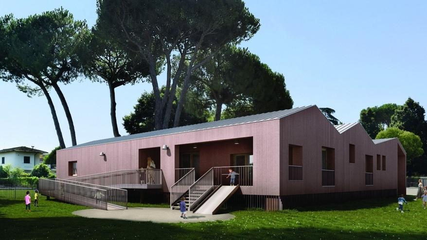 Nella foto un rendering che mostra come sarà il nuovo nido in via Villamagna