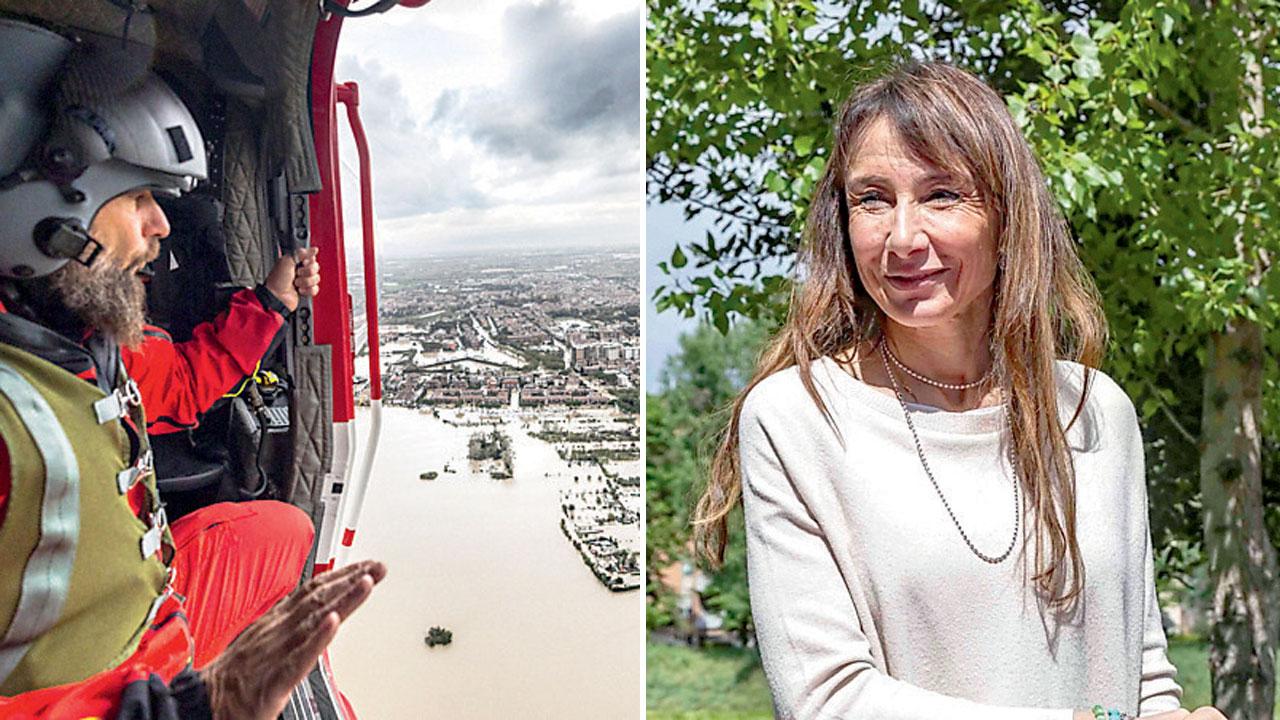 Nella foto in alto a destra una zona alluvionata lo scorso anno e a destra Gaia Checcucci
