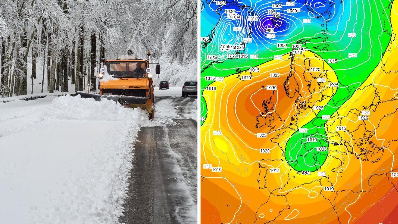 A destra il freddo previsto in arrivo