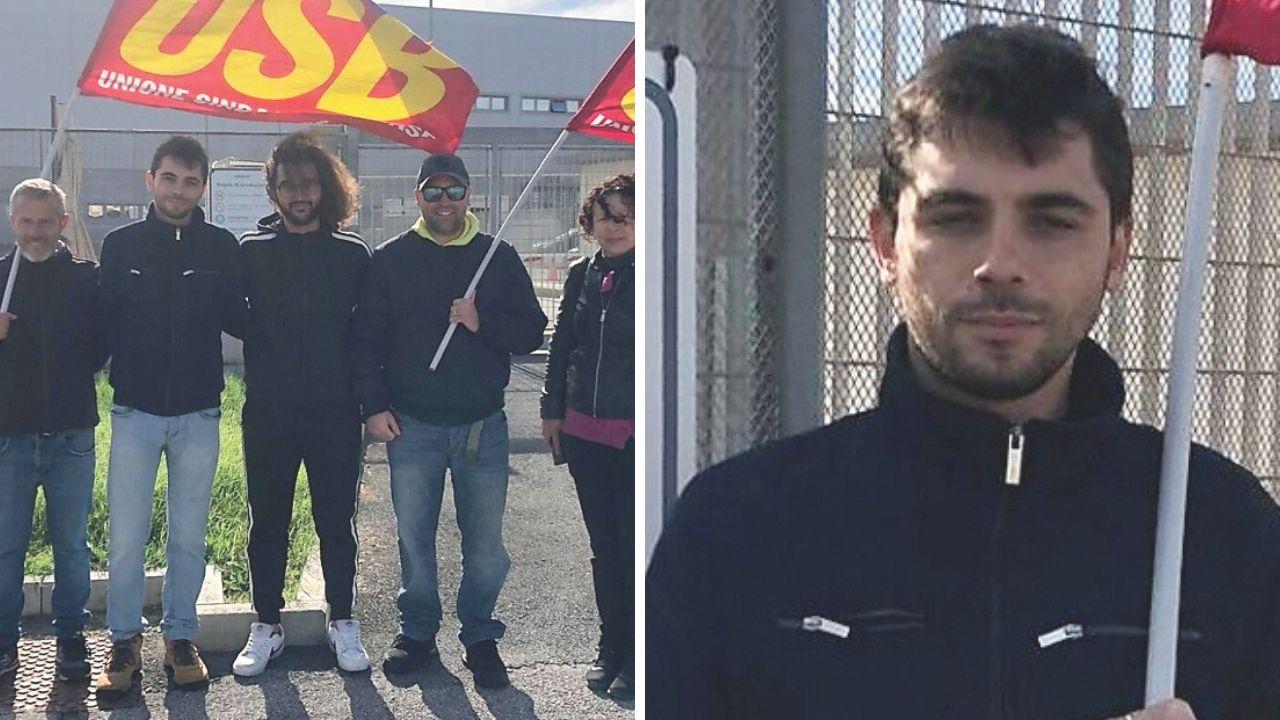 Il picchetto di protesta dell’Usb ieri a Montacchiello e Valter De Cillis dell’Usb