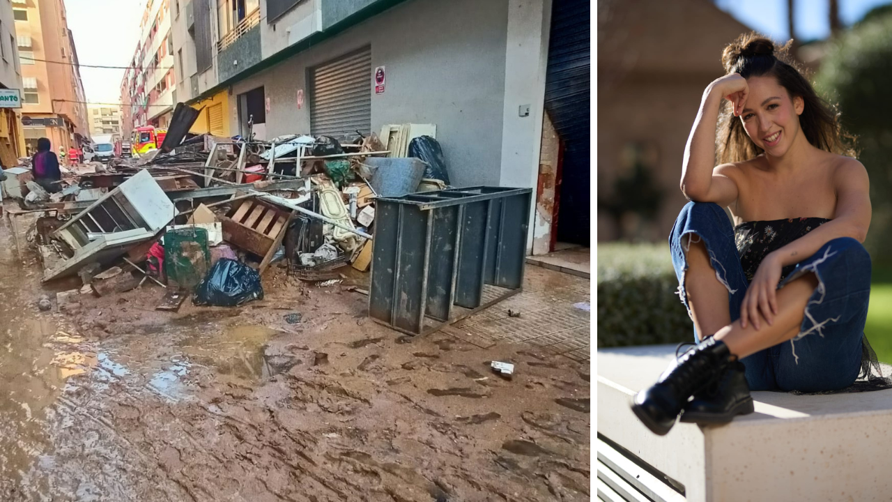 A destra in alto la ragazza pesciatina e il disastro in città