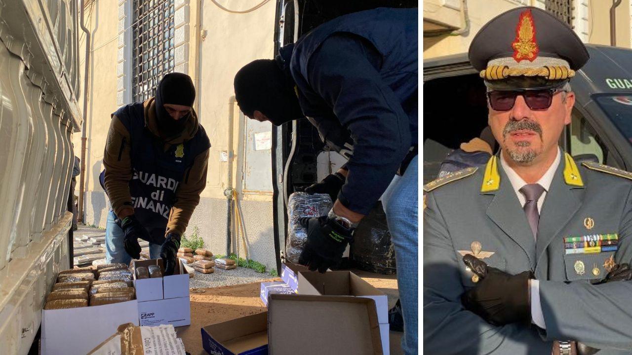 
	I finanzieri caricano i panetti di cocaina e il colonnello Cesare Antuofermo

