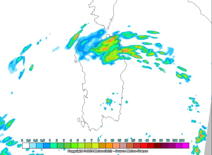 Piogge e temporali in Sardegna – La mappa