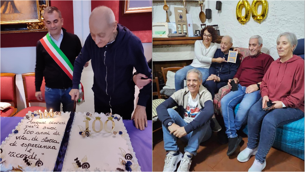 
	Antonio Chillotti con il sindaco e con i figli&nbsp;

