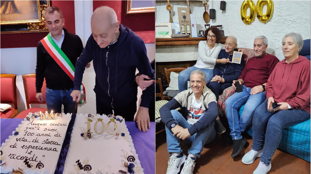 Antonio Chillotti con il sindaco e con i figli 