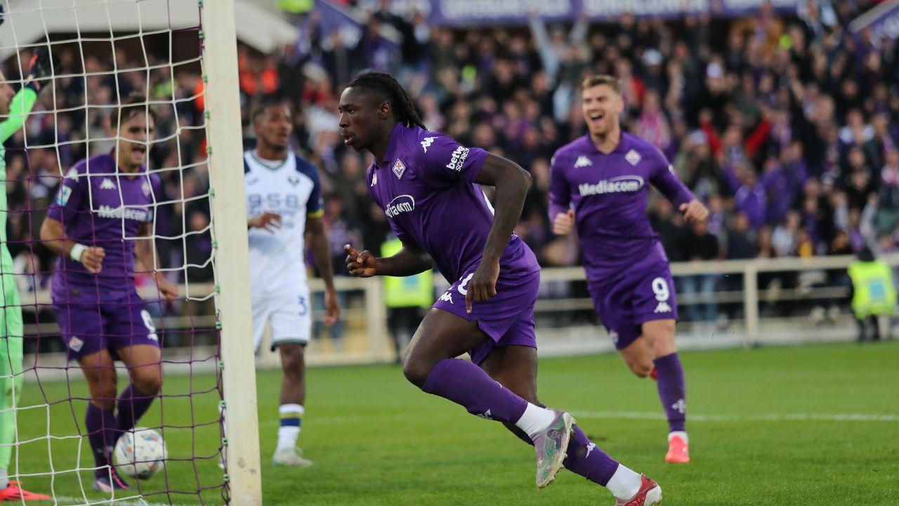 Moise Kean dopo uno dei gol segnati al Verona