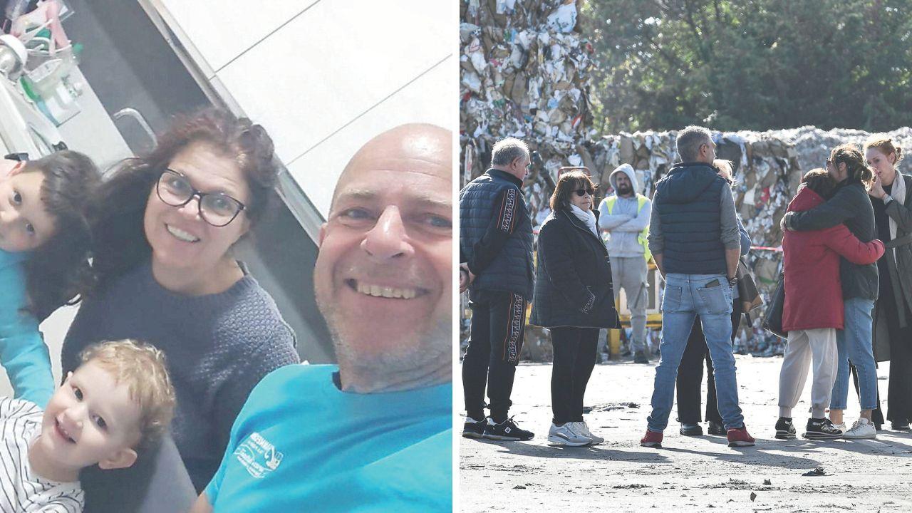 Lucia Sarconio con i figli Viola e Fausto e il marito Luca Giannecchini. Il dolore dei familiari arrivati a San Pietro a Vico (foto Sernacchioli)