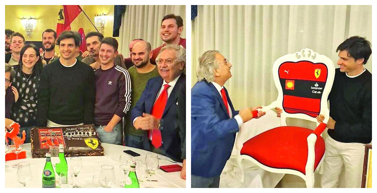 Maranello, al ristorante Lo Smeraldo il saluto a Carlos Sainz con un trono speciale