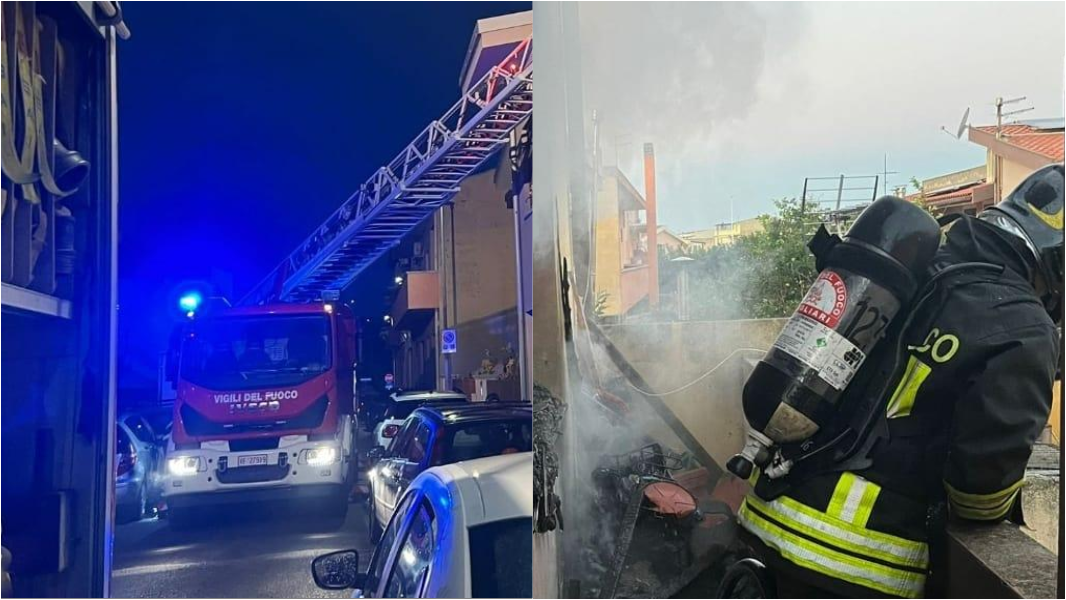 Incendio in una casa al primo piano: salvate tre persone, un intossicato