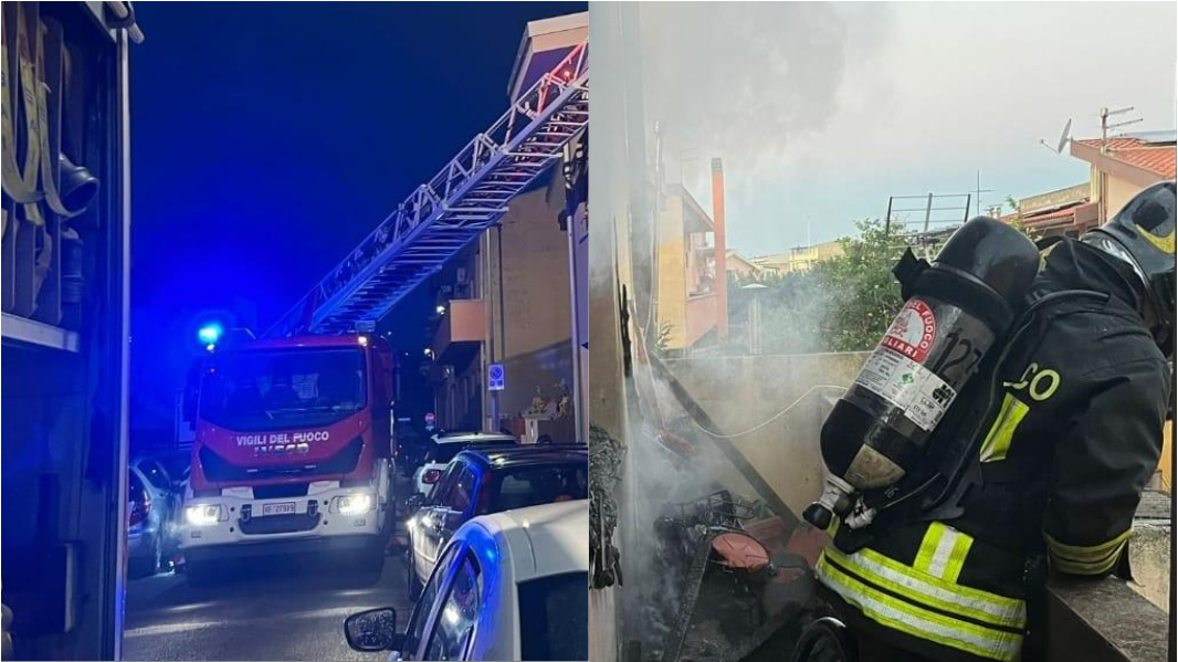 Incendio in una casa al primo piano: salvate tre persone, un intossicato