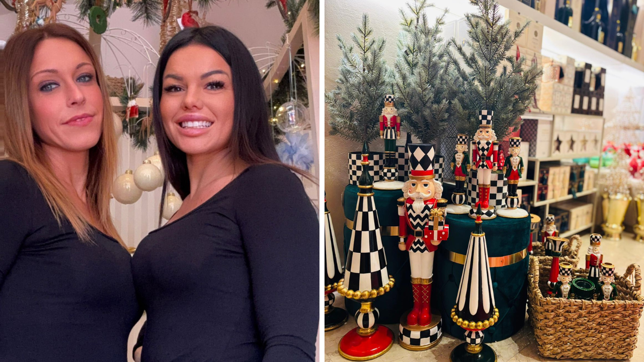 L’allestimento natalizio del negozio e,  Maria Chiara Anconetani e Barbara Brogi