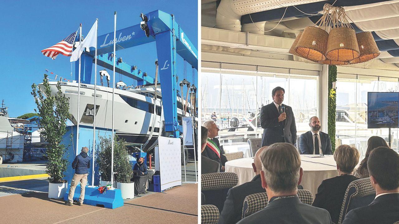 
	<br />
	Il 44 metri varato ieri da Benetti per un armatore Usa,&nbsp;Ron DeSantis, governatore della Florida, durante la visita a Viareggio

