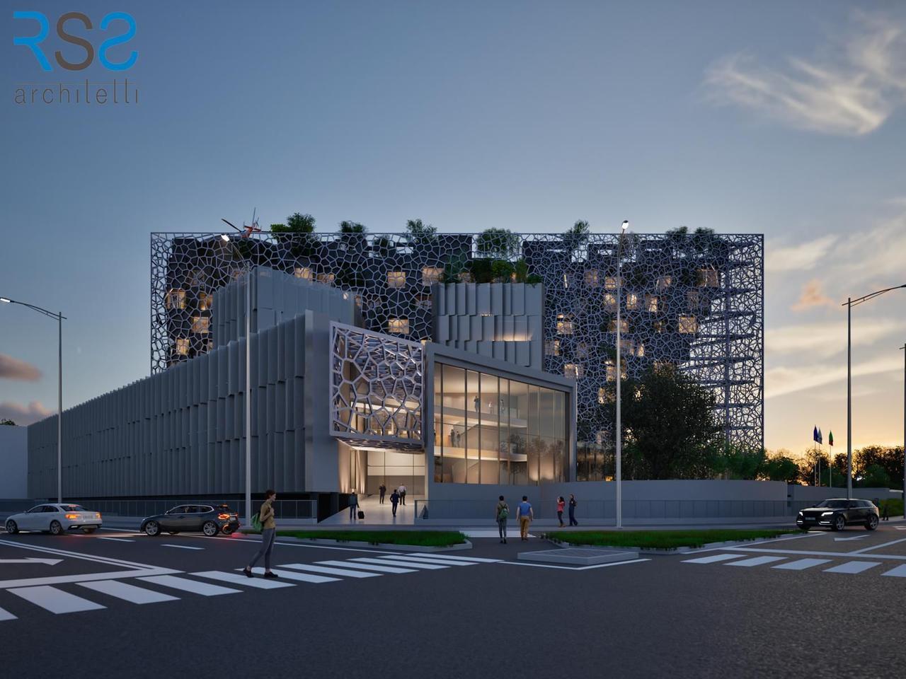 
	Il render del nuovo "Alcatraz" visto dall'incrocio tra via Corassori, via Da Vinci e via Formigina

