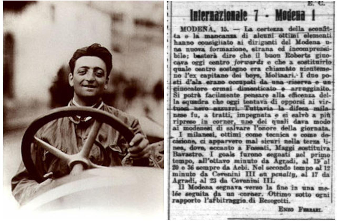 Il debutto di Enzo Ferrari giornalista: 110 anni fa il suo articolo su Modena-Inter