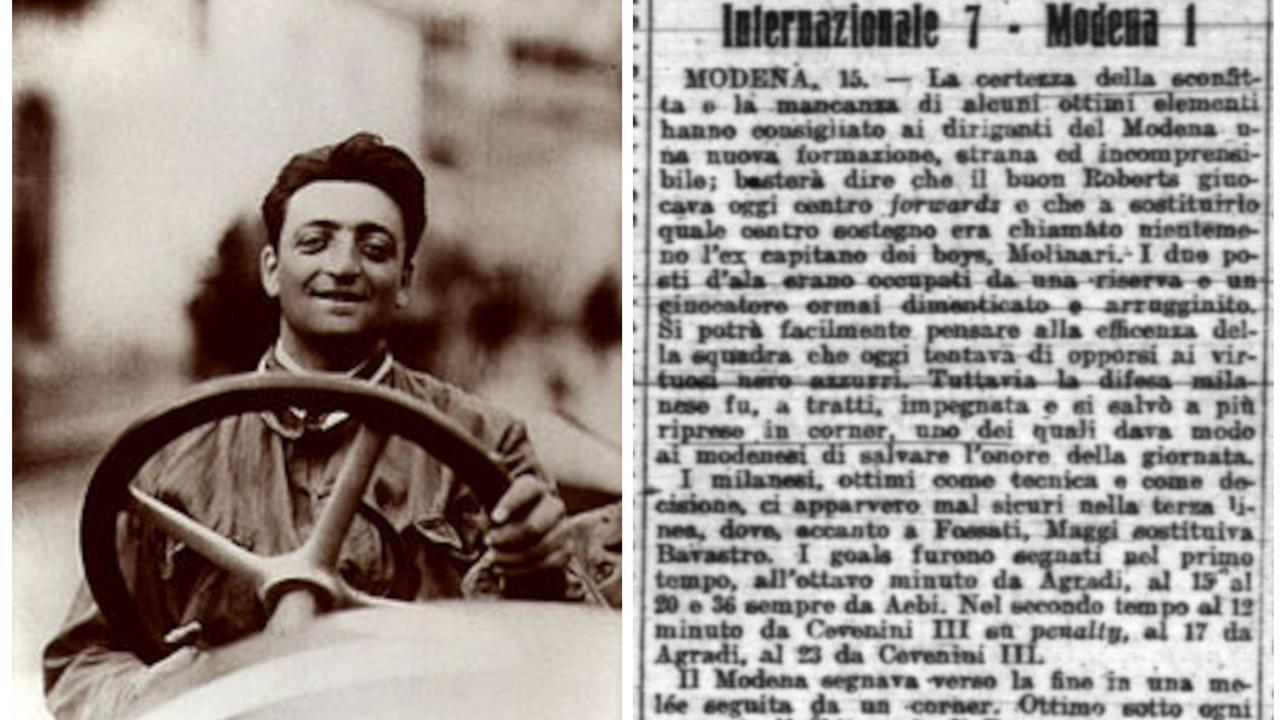 Il debutto di Enzo Ferrari giornalista: 110 anni fa il suo articolo su Modena-Inter
