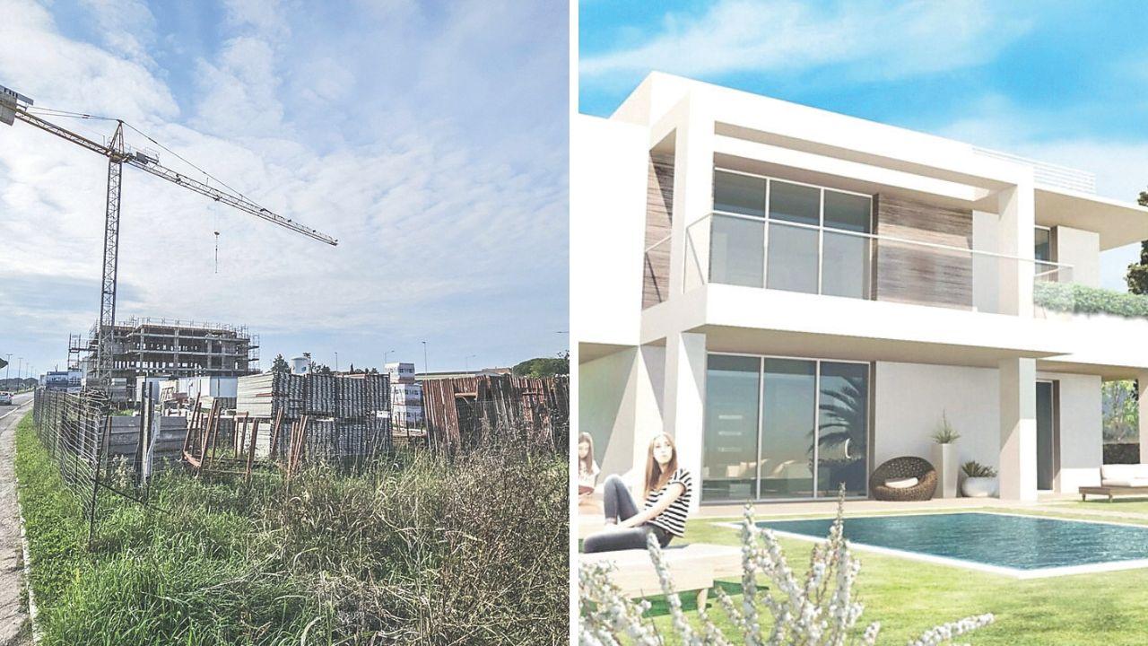 
	L&rsquo;elaborazione virtuale di come sar&agrave; una villetta tipo&nbsp;e il cantiere in via Sordi (foto Agenzia Bf)

