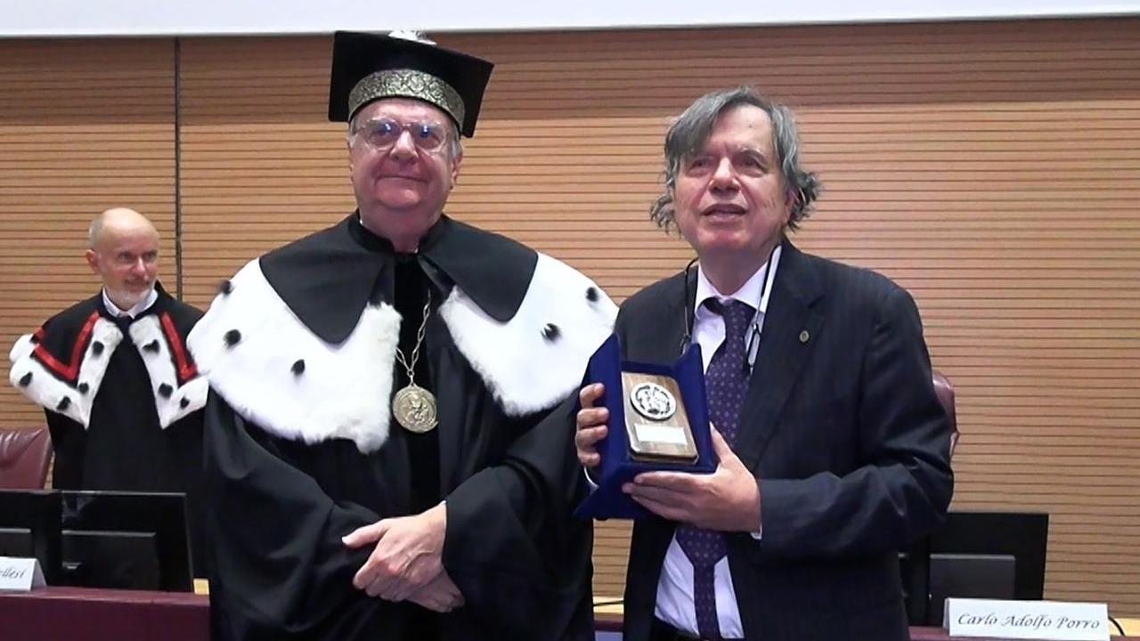 Il rettore di Unimore Carlo Adolfo Porro con Giorgio Parisi, premio Nobel per la Fisica