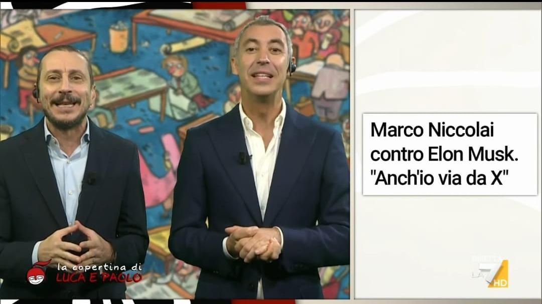 Il consigliere Niccolai lascia il social “X”: la battuta di Luca e Paolo a DiMartedì e il precedente