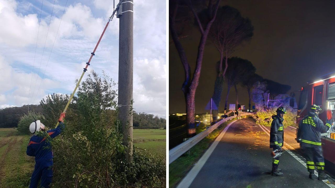 
	A sinistra un tecnico Enel, a destra un intervento dei vigili del fuoco

