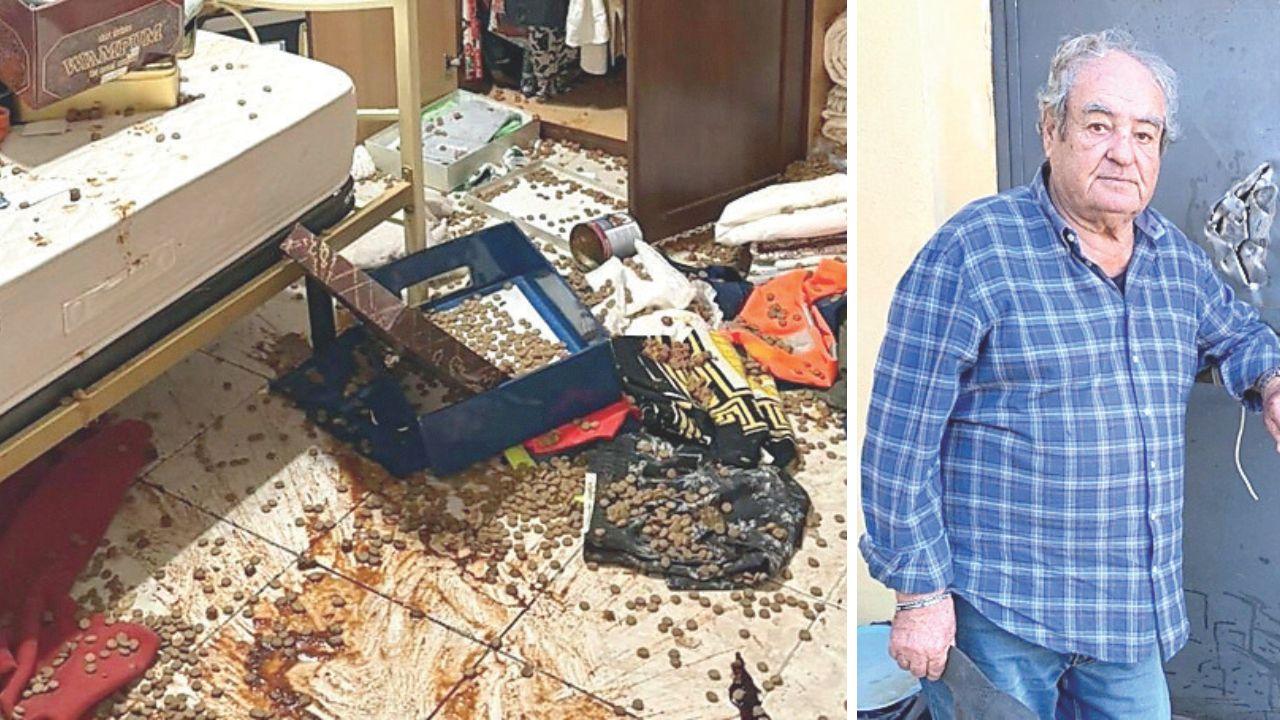 Le stanze devastate e il proprietario