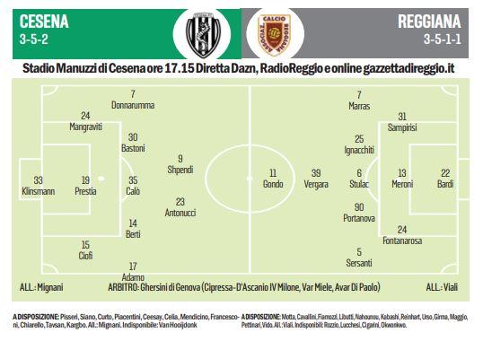Cesena-Reggiana, i granata in missione per ritornare a prendere quota