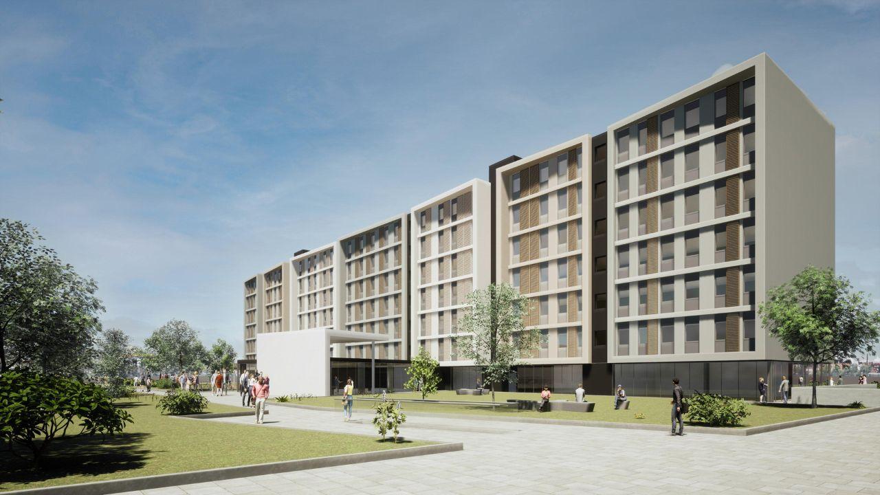 Il rendering del nuovo studentato nell’area Saint-Gobain