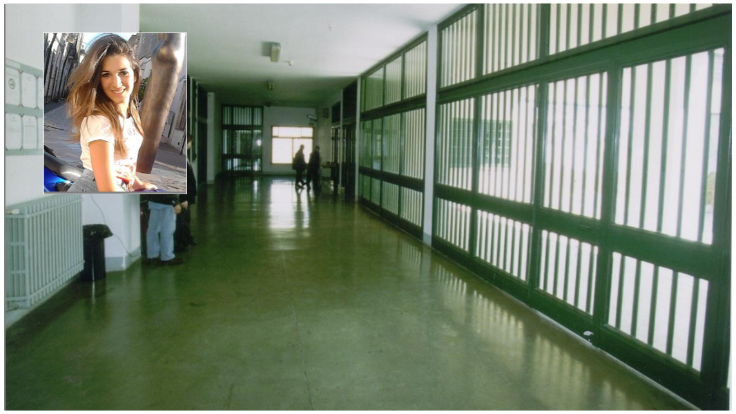 Il carcere di Quartucciu e una foto di Noemi Durini dal suo profilo Fb