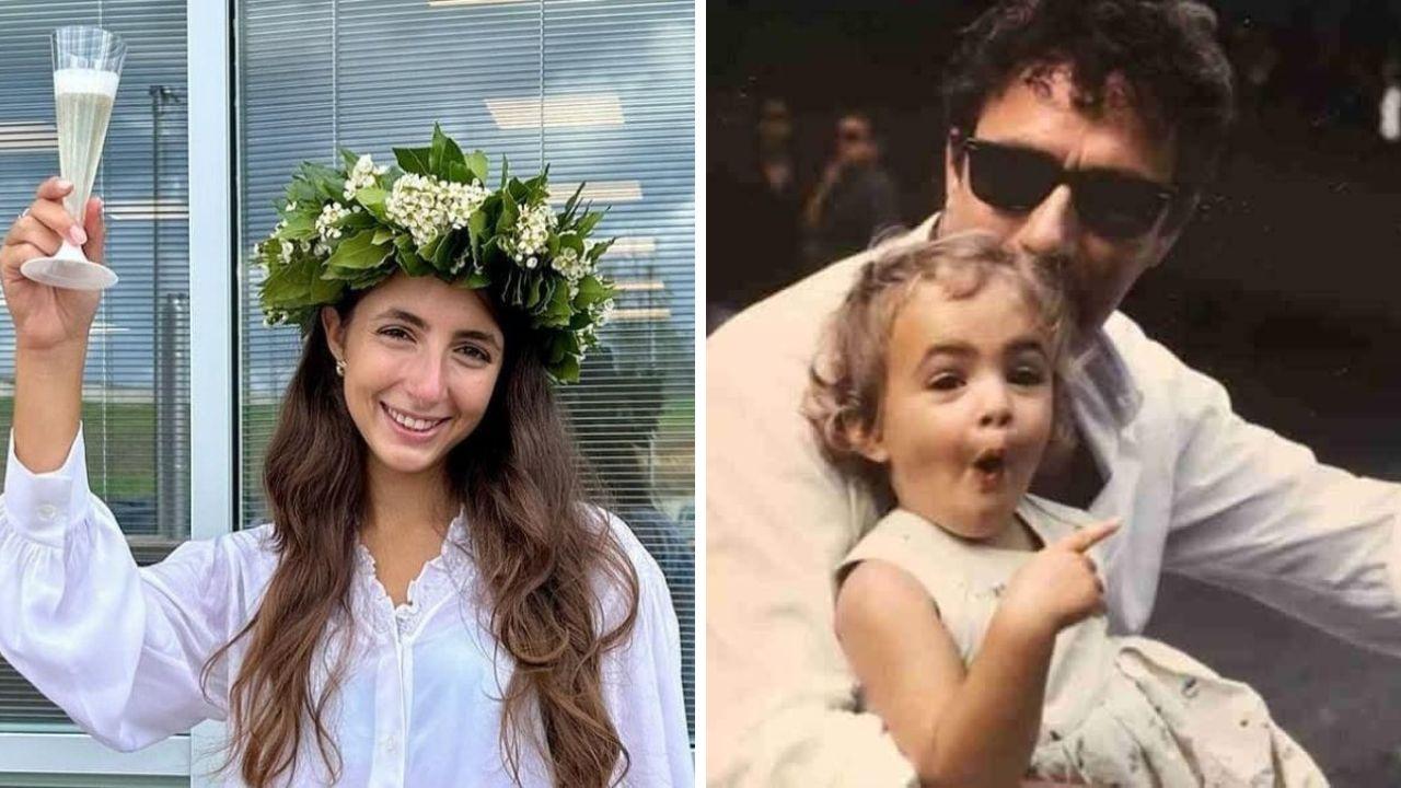 Ginevra Nuti e a destra insieme al padre Francesco