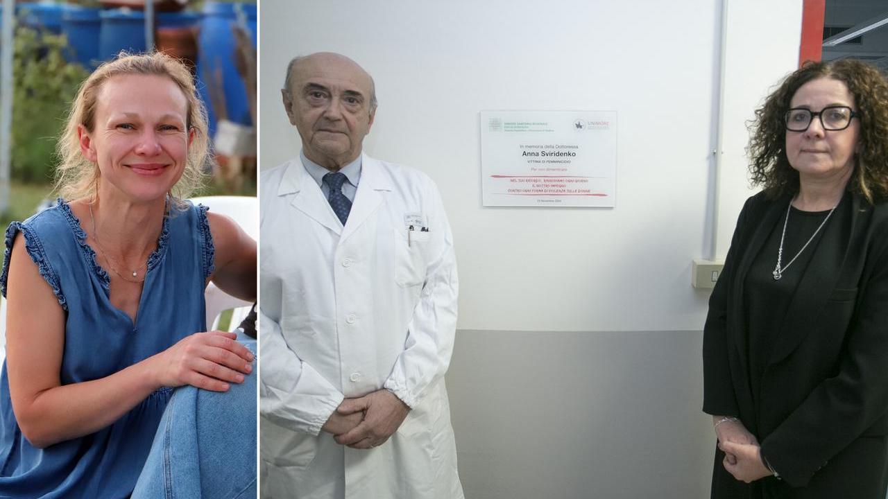 Anna Sviridenko e la targa in sua memoria al Policlinico di Modena