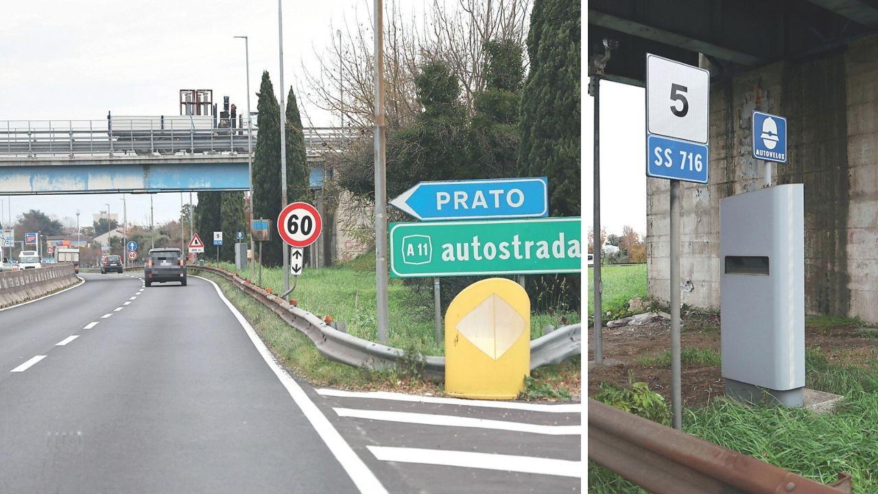 Il cartello e l'autovelox (foto Nucci)