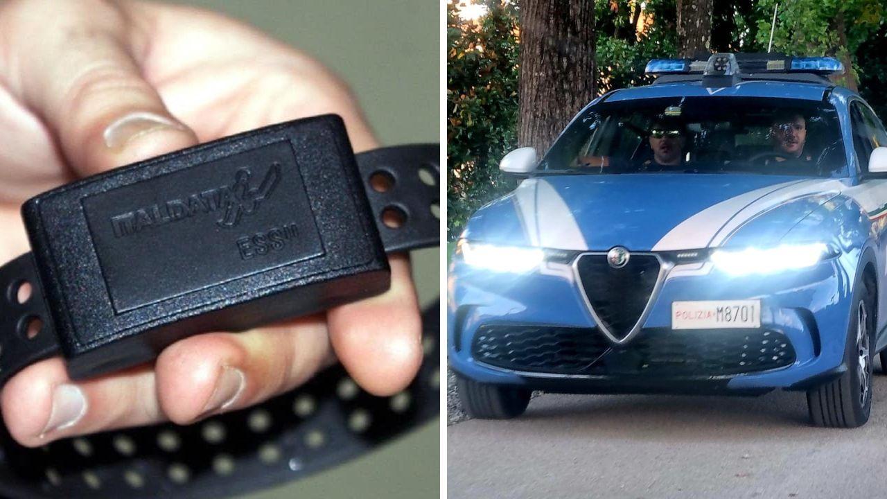 Il braccialetto elettronico e un controllo della polizia (Foto di repertorio)