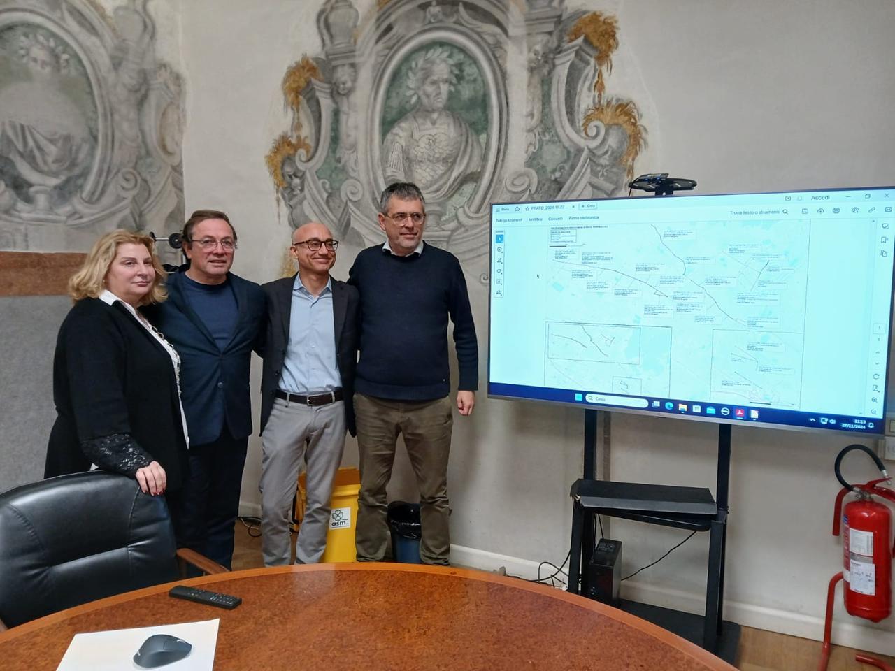 
	Il vice sindaco Faggi con gli assessori Sanz&ograve; e Sapia e il presidente di Publiacqua Perini

