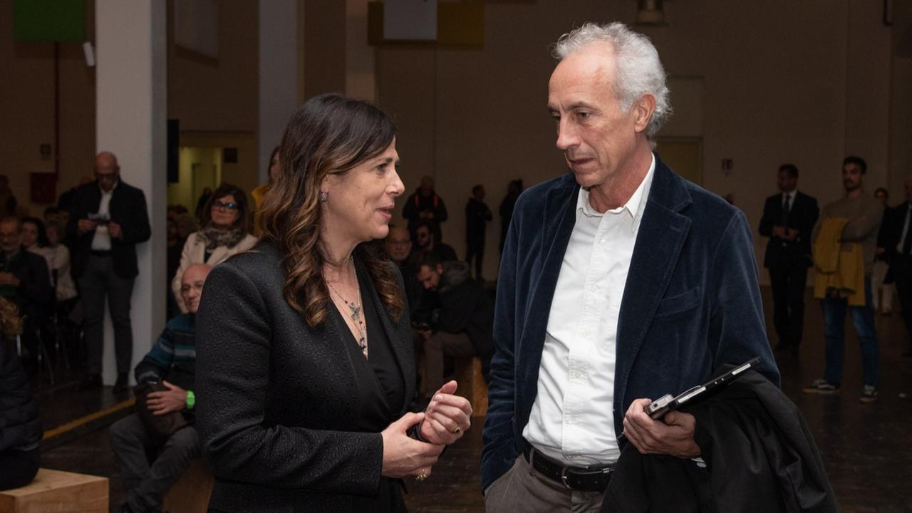 La presidente Alessandra Todde con Marco Travaglio 