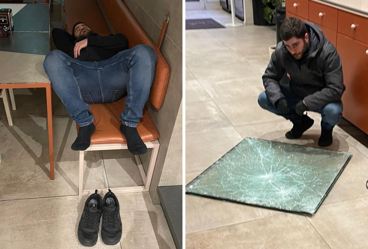 
	Fabio Cavazzoni, socio della Baracchina, dorme nel locale dopo aver osservato il vetro infranto dai ladri

