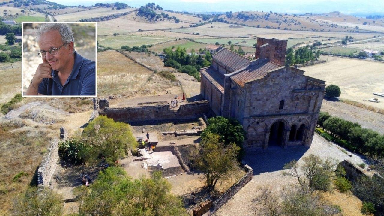 L'archeologo Marco Milanese e la chiesa di Sant'Antioco di Bisarcio, dove ha condotto negli ultimi anni diverse campagne di scavo