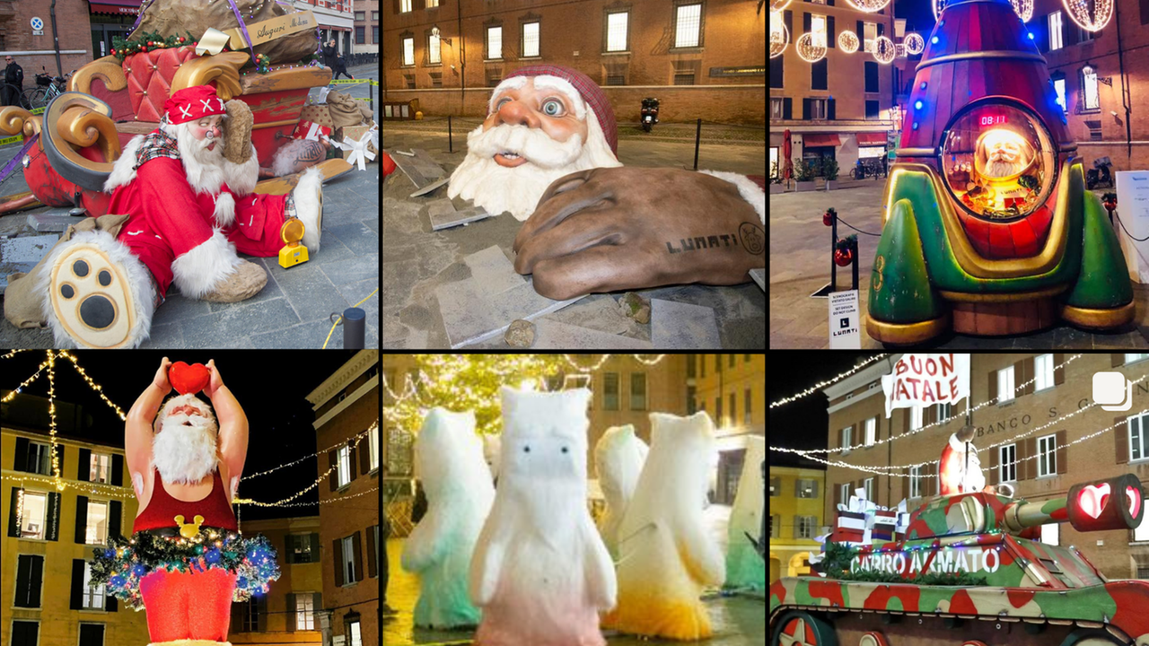 Modena, addio ai Babbo Natale di Lorenzo Lunati in piazza XX Settembre: al loro posto un mercatino