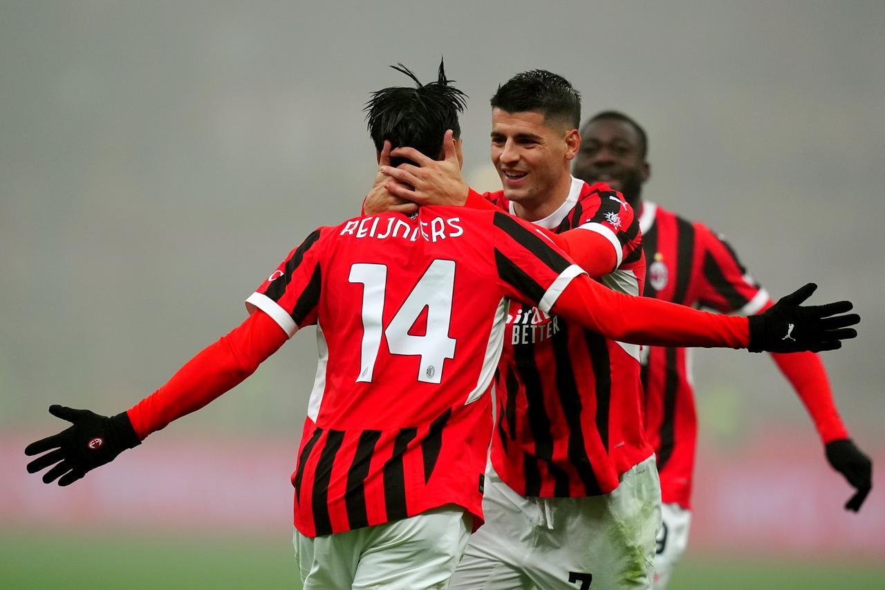 
	Morata esulta con Reijnders: i due milanisti hanno deciso il risultato

