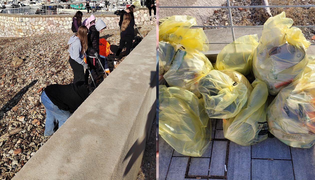 Livorno, gli studenti del Vespucci-Colombo con Mr Green a ripulire il moletto di Ardenza