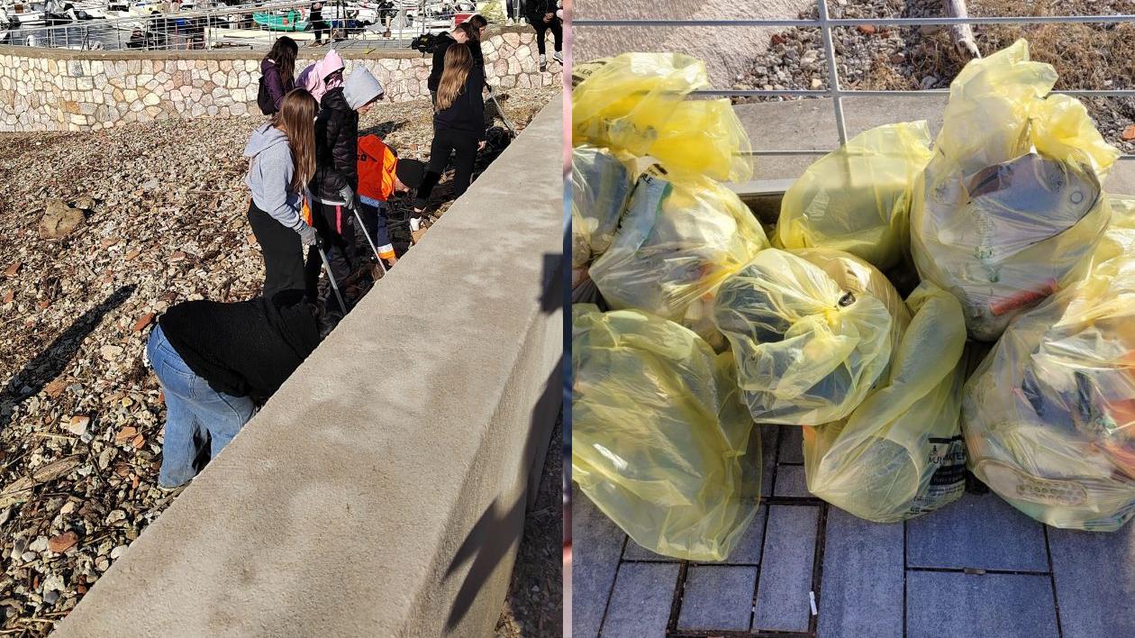 Livorno, gli studenti del Vespucci-Colombo con Mr Green a ripulire il moletto di Ardenza