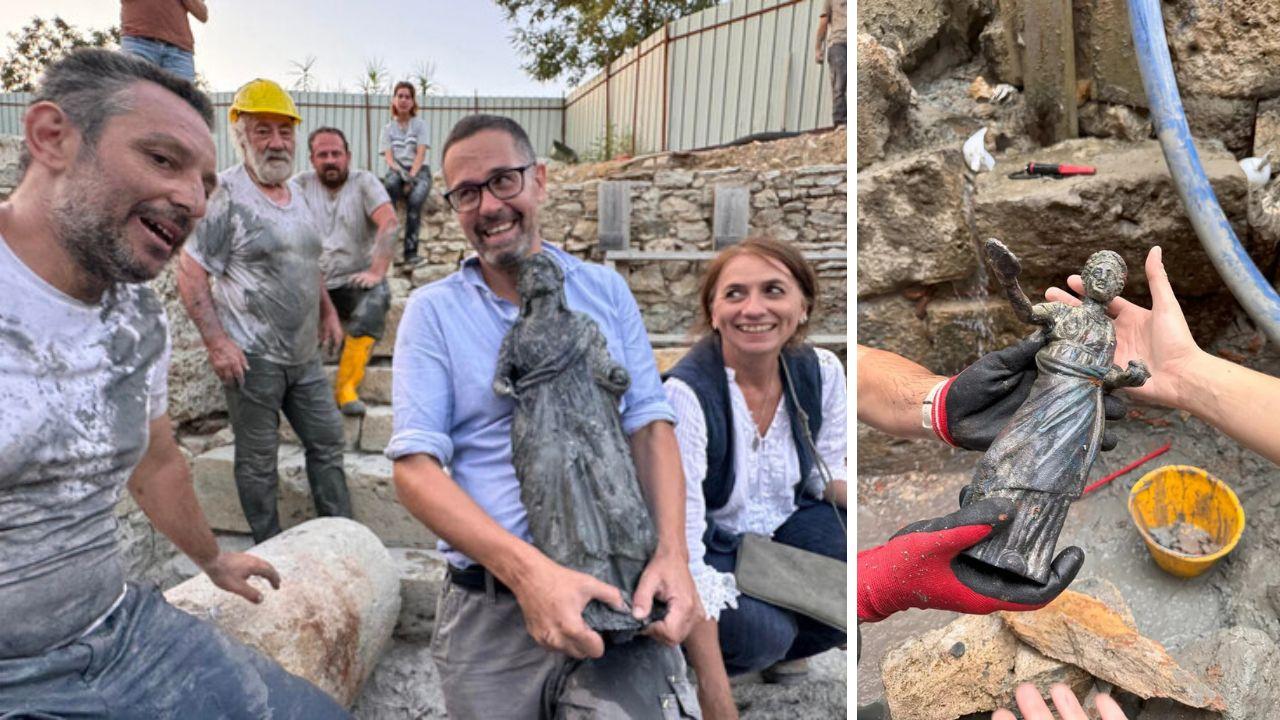 La gioia degli addetti ai lavori durante gli ultimi scavi a San Casciano dei Bagni (Copyright SABAP SI Comune di San Casciano dei Bagni Unistrasi Foto di Ludovico Salerno)