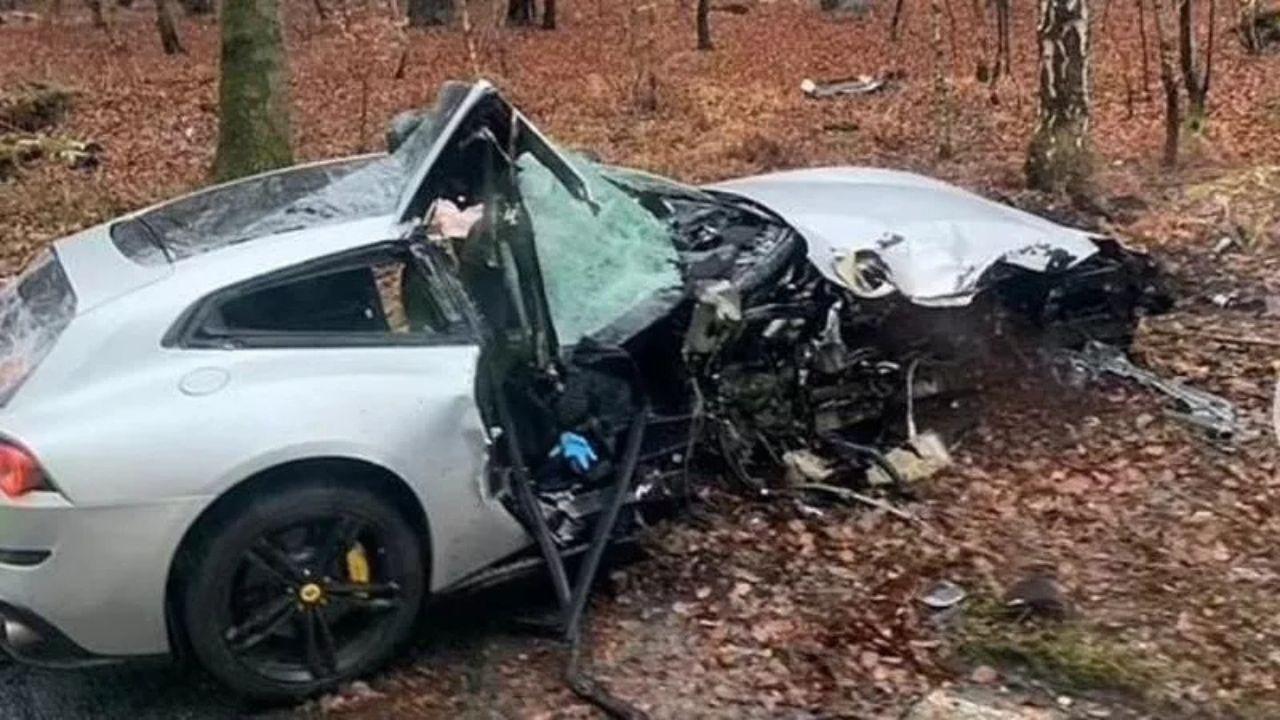 L'auto del calciatore distrutta