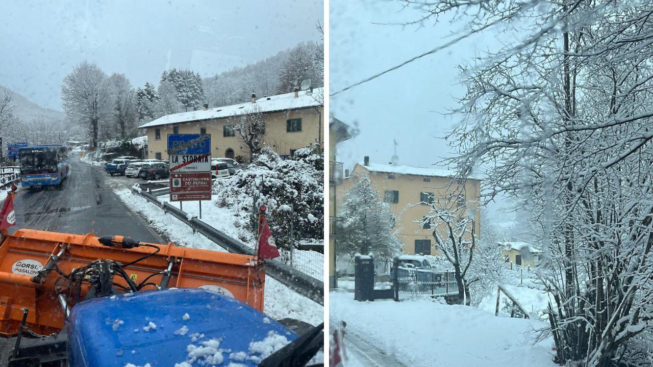 Le neve a Montepiano in provincia di Prato