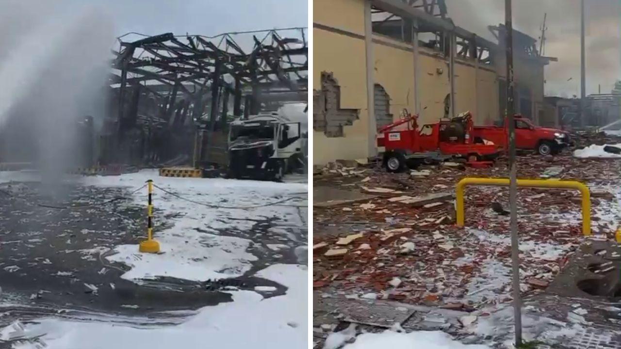 
	L'interno dello stabilimento dopo l'esplosione

