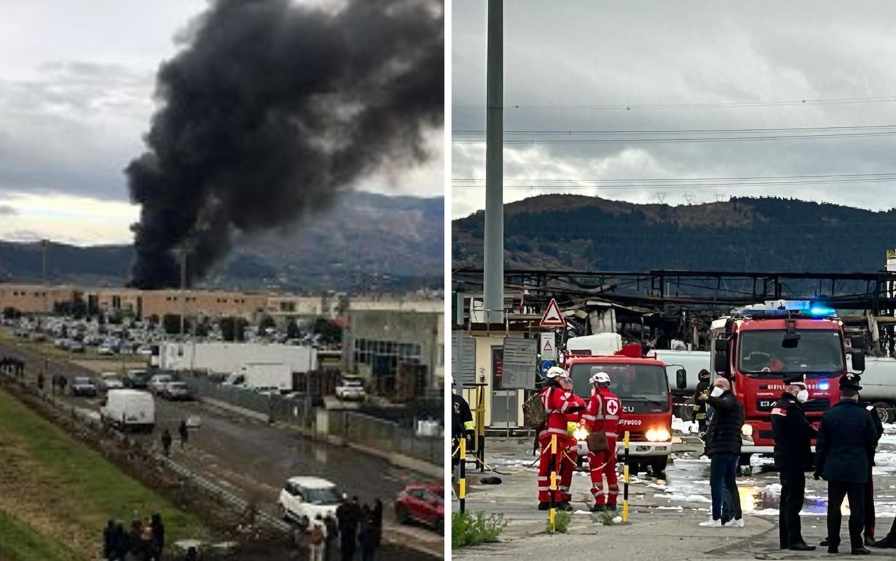 
	Il fumo nero dopo l'esplosione e i soccorsi

