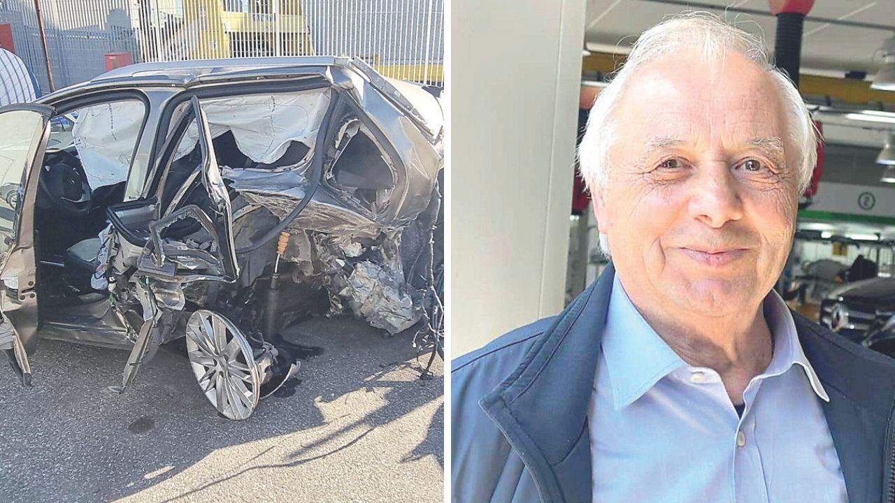 L'auto distrutta e la vittima