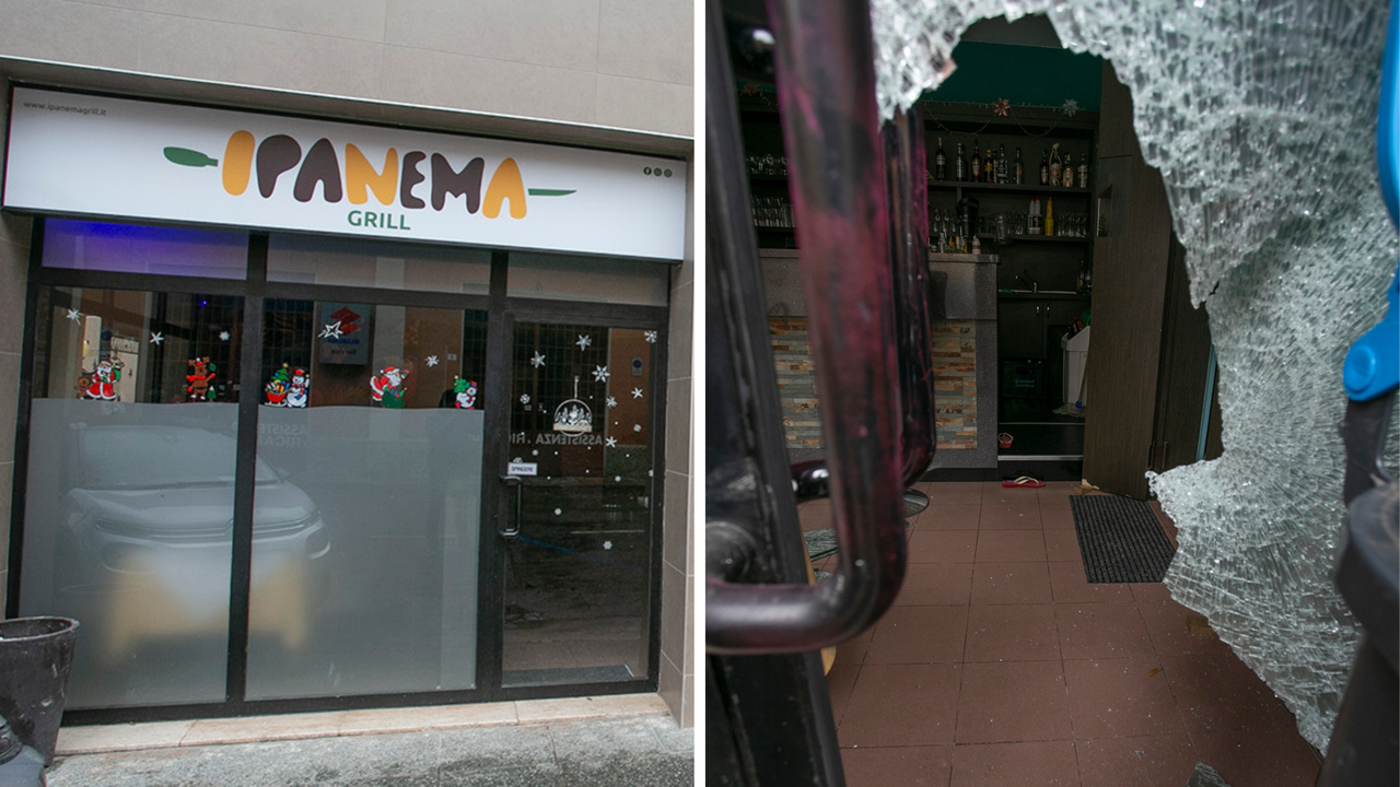 La porta a vetri sfondata