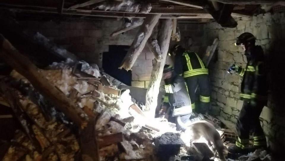 Crolla una vecchia stalla per il peso della neve: salvati due cani